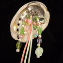 Pastel Pink & Green Beaded Key-ring by Joan McLean