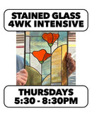 (Join Waitlist) 6/4-6/25:INTERMEDIATE Stained Glass Thursdays w/ Jenna (4 wk)5:30-8:30pm