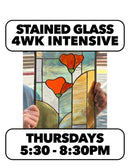 10/1-10/22:INTERMEDIATE Stained Glass Thursdays w/ Jenna (4 wk)5:30-8:30pm