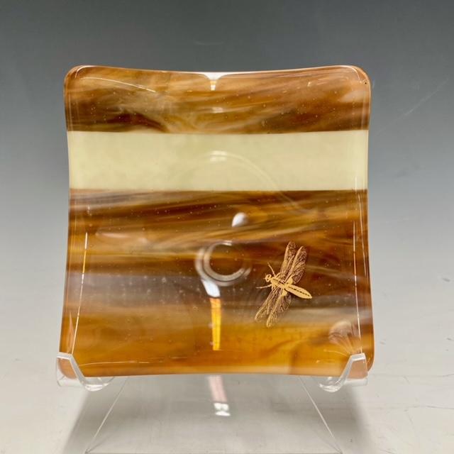 Fused Glass with Dragonfly