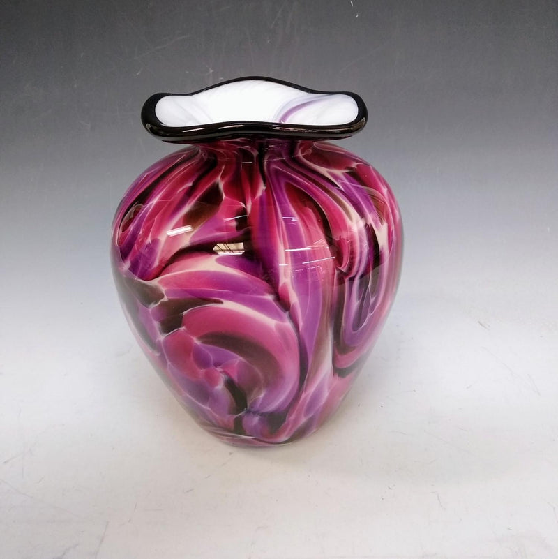 Swirl Ruffle Lip Blown Vase by Glass Forge