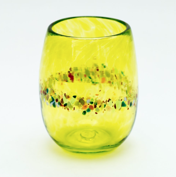 Transparent Lime Green Blown Glass Tumbler