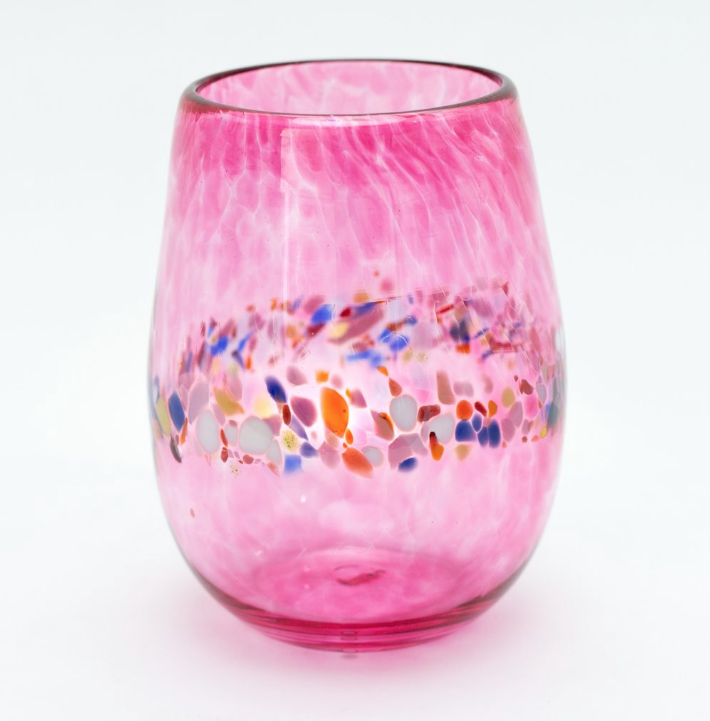 Transparent Pink Blown Glass Tumbler